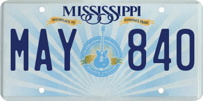 MS license plate MAY840