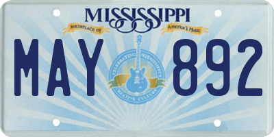 MS license plate MAY892