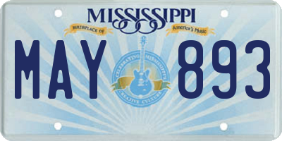 MS license plate MAY893