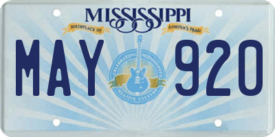 MS license plate MAY920