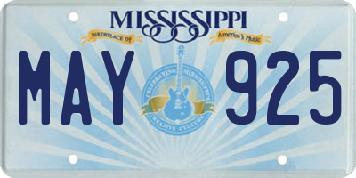 MS license plate MAY925