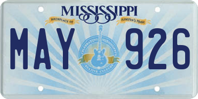 MS license plate MAY926