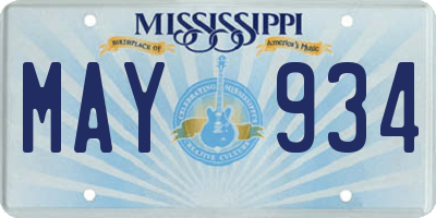MS license plate MAY934