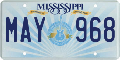 MS license plate MAY968