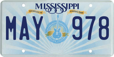 MS license plate MAY978