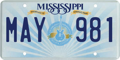 MS license plate MAY981