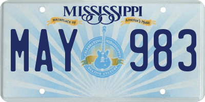 MS license plate MAY983
