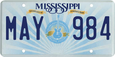 MS license plate MAY984