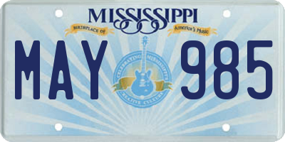 MS license plate MAY985