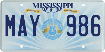 MS license plate MAY986