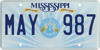 MS license plate MAY987