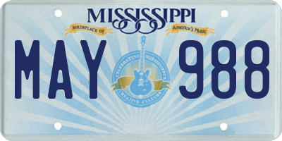 MS license plate MAY988