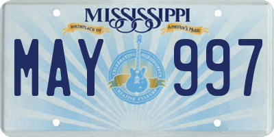 MS license plate MAY997