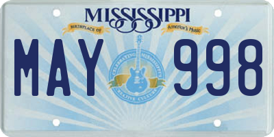 MS license plate MAY998