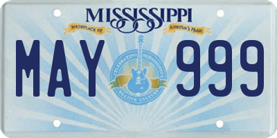 MS license plate MAY999