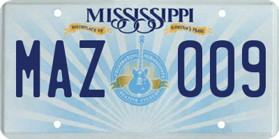 MS license plate MAZ009