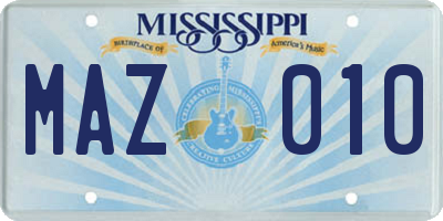MS license plate MAZ010