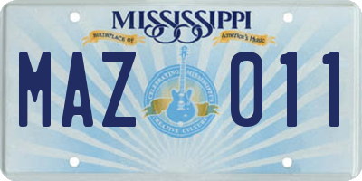 MS license plate MAZ011
