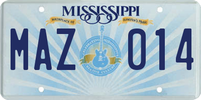 MS license plate MAZ014