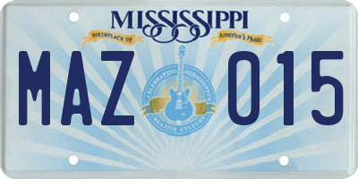 MS license plate MAZ015