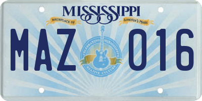 MS license plate MAZ016