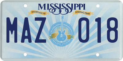 MS license plate MAZ018