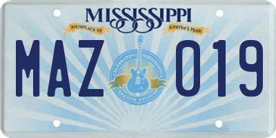 MS license plate MAZ019