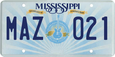 MS license plate MAZ021