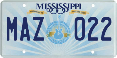 MS license plate MAZ022
