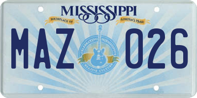 MS license plate MAZ026
