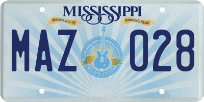 MS license plate MAZ028