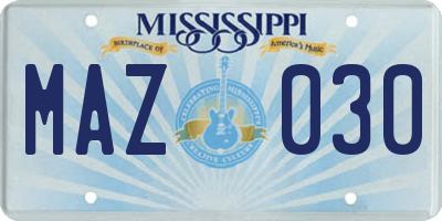 MS license plate MAZ030