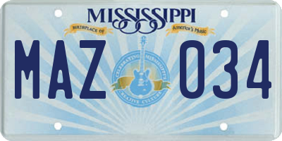 MS license plate MAZ034