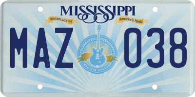 MS license plate MAZ038