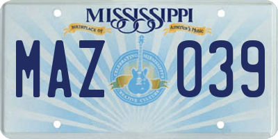 MS license plate MAZ039