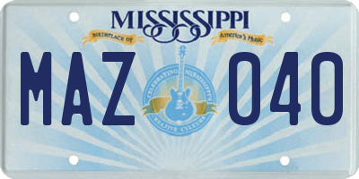 MS license plate MAZ040