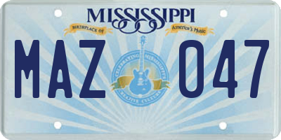 MS license plate MAZ047