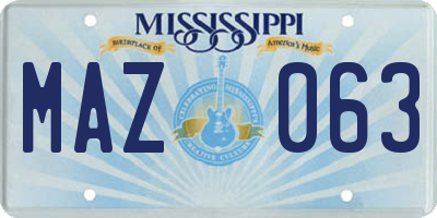 MS license plate MAZ063
