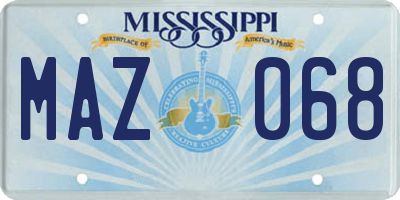 MS license plate MAZ068