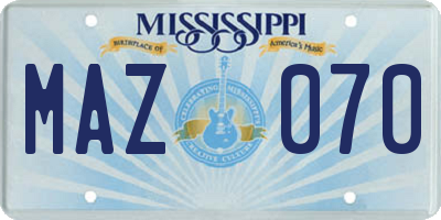 MS license plate MAZ070