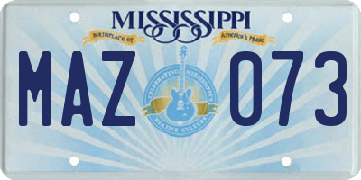 MS license plate MAZ073