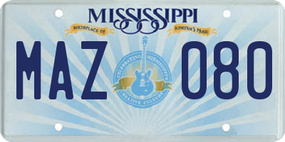 MS license plate MAZ080