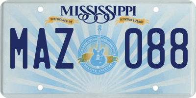 MS license plate MAZ088