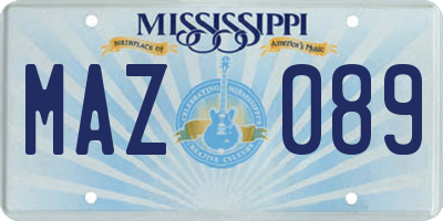 MS license plate MAZ089