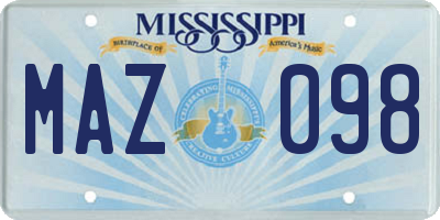 MS license plate MAZ098