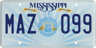 MS license plate MAZ099