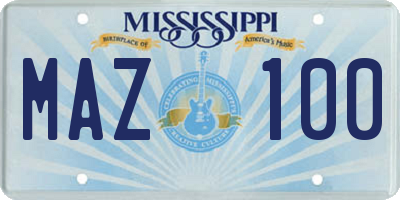 MS license plate MAZ100