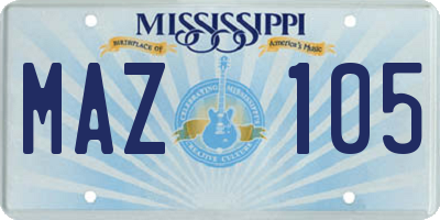 MS license plate MAZ105
