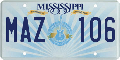 MS license plate MAZ106