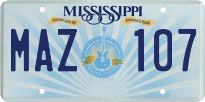MS license plate MAZ107